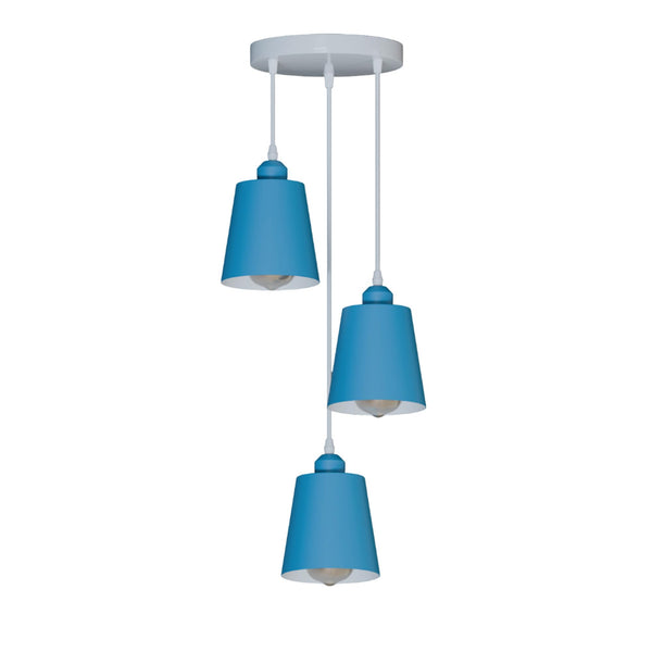 Ronde hanglamp met 3 koppen en verstelbare kabels – E27-compatibel ~5876 – Blauw / Nee
