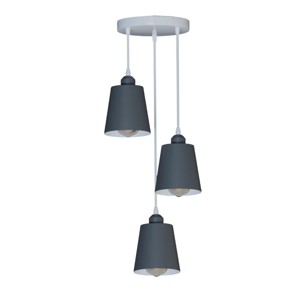 Ronde hanglamp met 3 koppen en verstelbare kabels – E27-compatibel ~5876 – Grijs / Nee