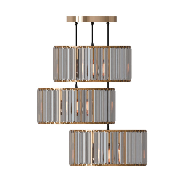 Moderne hanglamp met 3 koppen en heldere kristallen kap ~5873 – 30cm / Gold / Yes