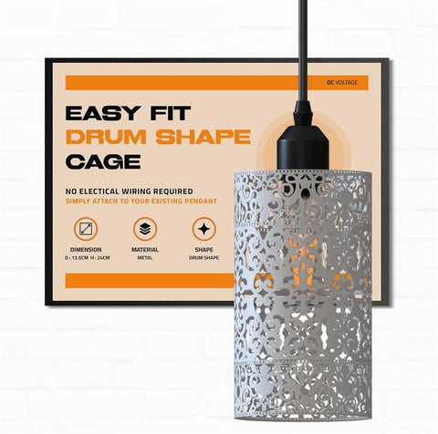 Eenvoudig te monteren moderne witte metalen lampenkap met patroon ~2513