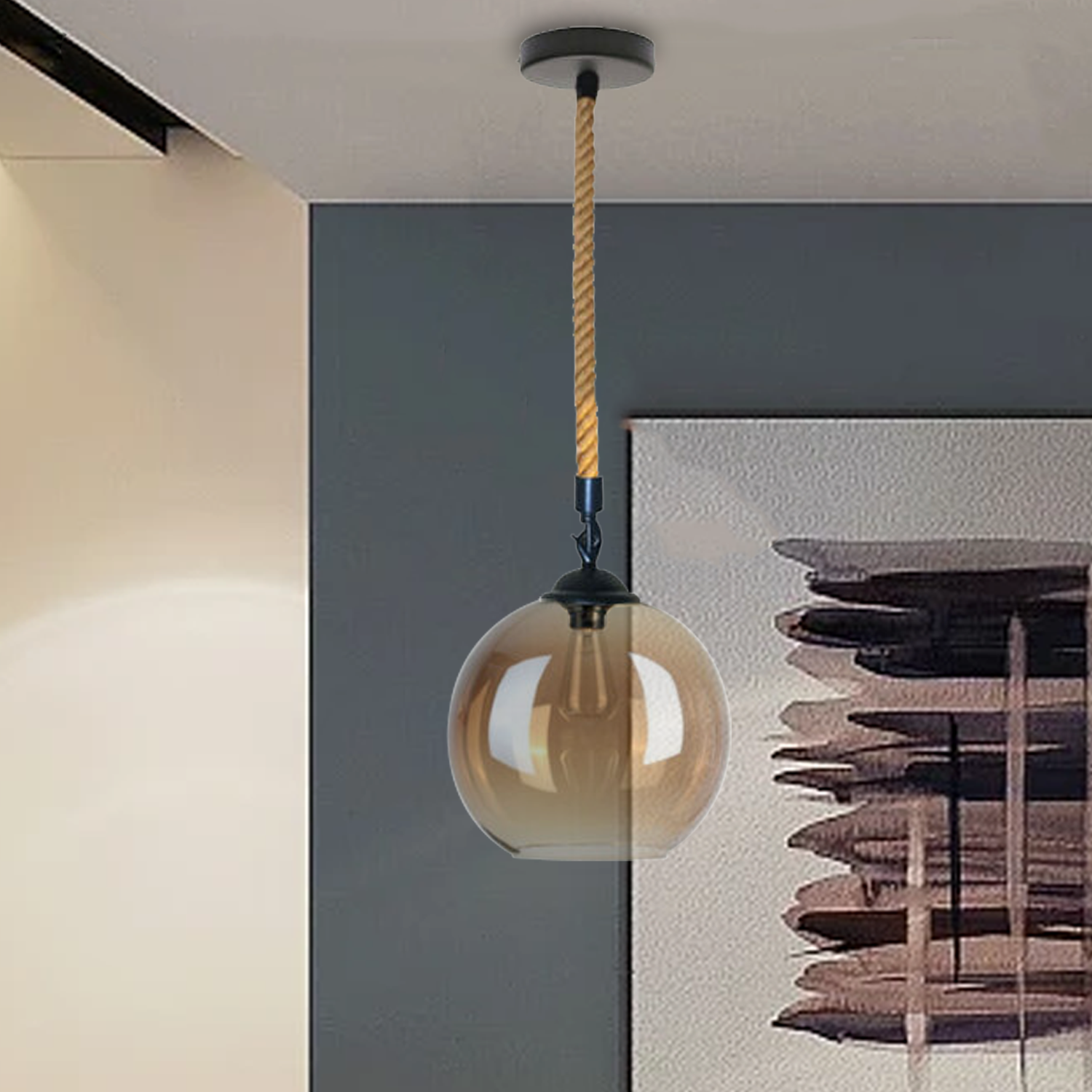 Hemp rope ceiling light