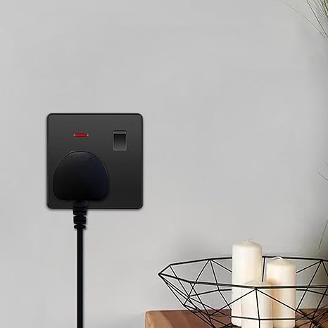 black wall socket single plug socket UK power outlet 13 amp electric plug electric charger port black electric socket