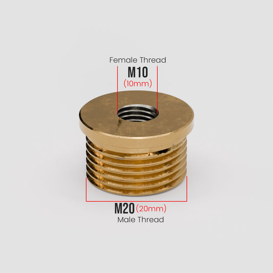 M20 Male to M10 Female Bush Converter in various colors (gold, silver, black, rose gold),