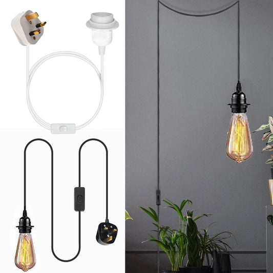 2m stekkerlampset E27 lamp ES met schakelaar ~5946