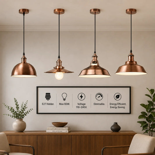 vintage industriële metalen retro plafond hanglamp koperen kap~1297
