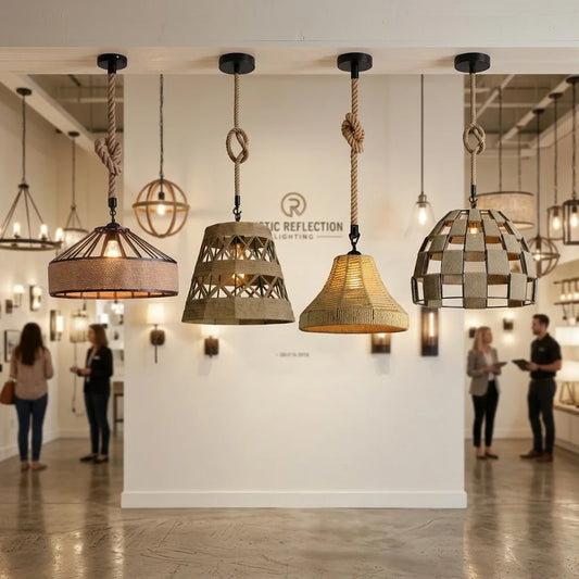 Industriële hanglamp met 2 kernen van henneptouw~1132