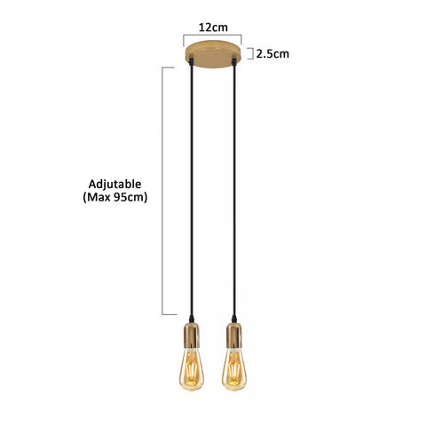 Vintage E27 metalen plafondlamp met 2 koppen~5663