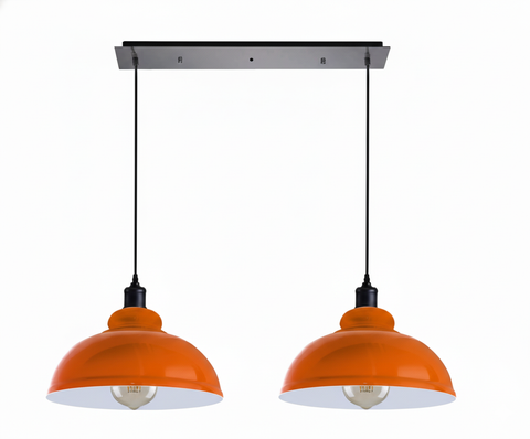 2 Light Dome Pendant Light E27 Adjustable ~6451