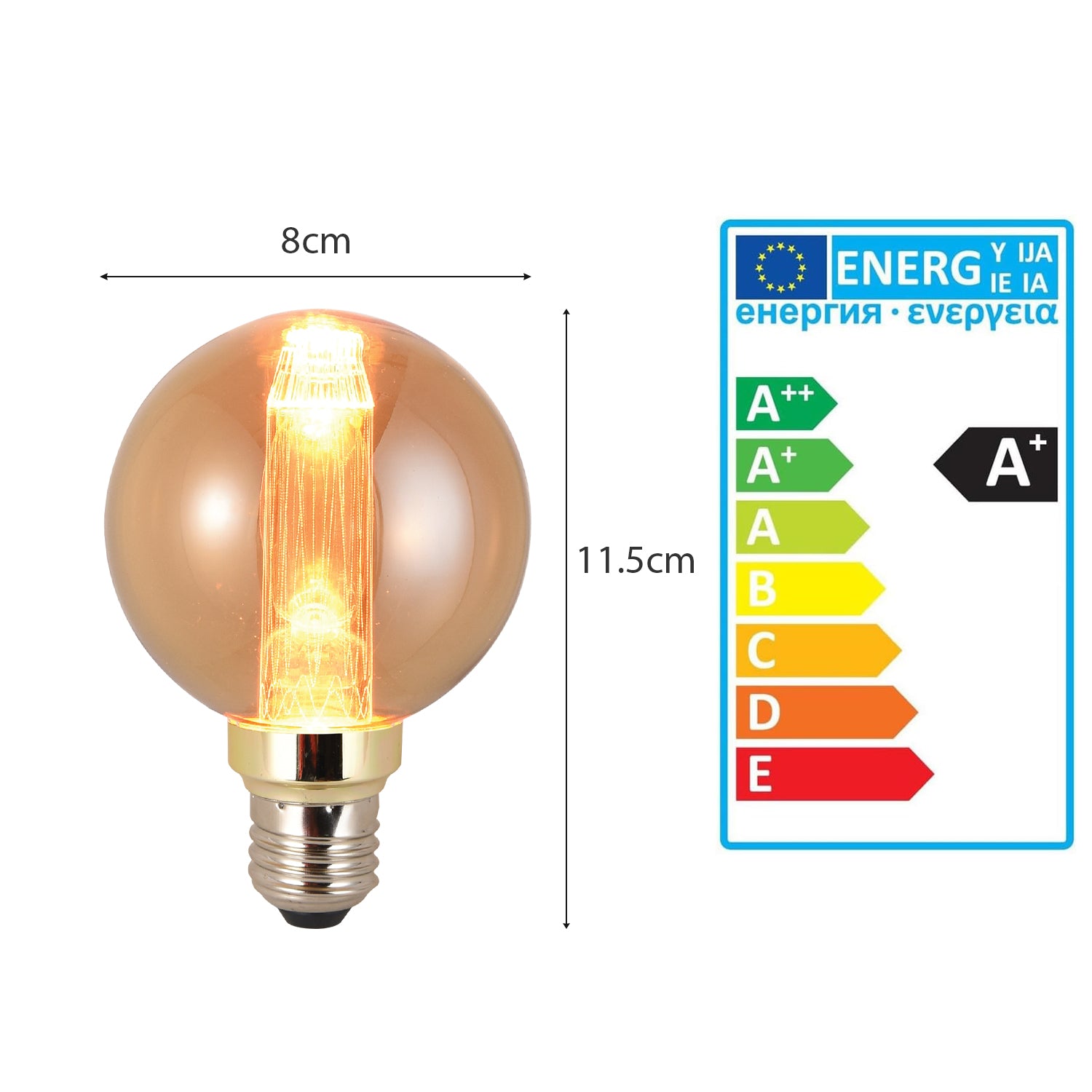 Vintage Globe E27 Edison filament light bulb -3W 