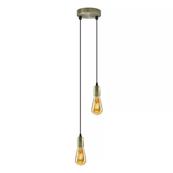 Vintage E27 metalen plafondlamp met 2 koppen~5663 – Ja / Groen messing