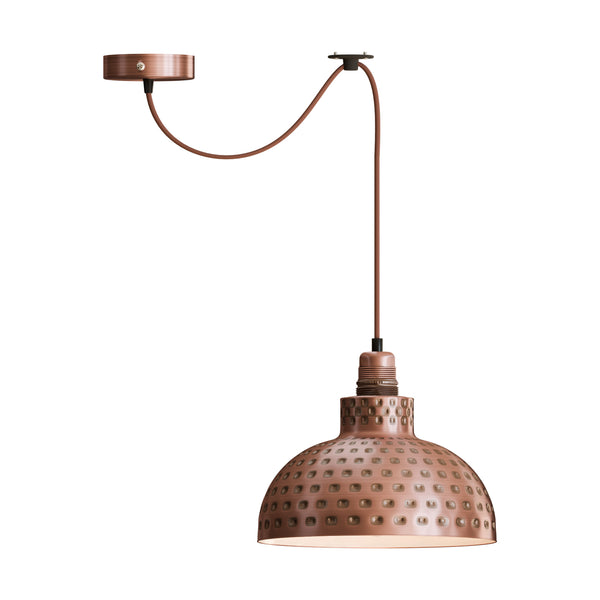 Retro Hammered Metal Shade E27 Ceiling Pendant Light~6132 – Copper / No / Yes