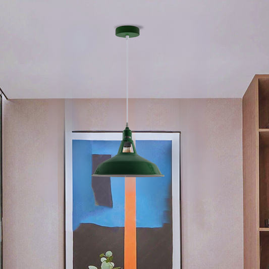 Industriële vintage moderne metalen retro E27 plafond groene schuur sleufvormige hanglamp kap ~ 3739