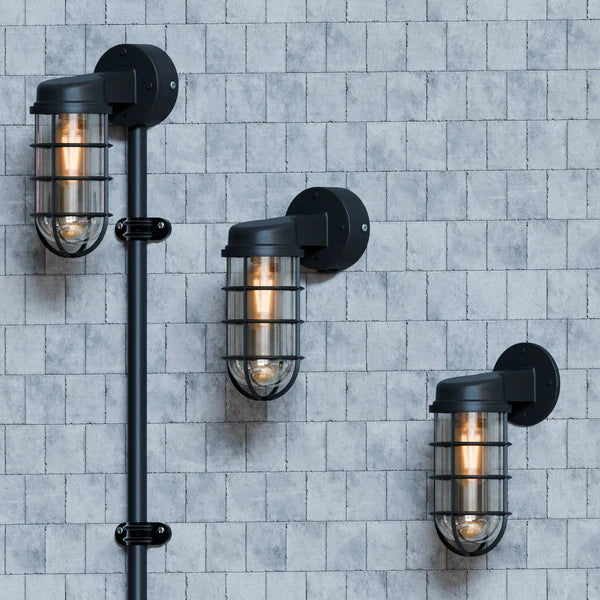 Outdoor Wall Light Fixture Industrial Exterior Wall Sconce Modern Outdoor Lighting Waterproof Wall Lantern Rustic Outdoor Wall Mount Black Metal Porch Light Edison Style Outdoor Light Weatherproof Exterior Lamp Commercial Grade Outdoor Light Durable