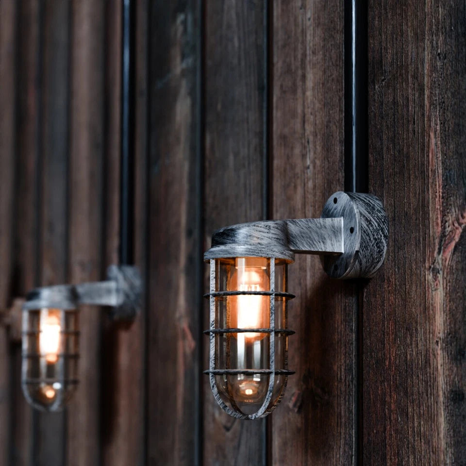 Outdoor Wall Light Fixture Industrial Exterior Wall Sconce Modern Outdoor Lighting Waterproof Wall Lantern Rustic Outdoor Wall Mount Black Metal Porch Light Edison Style Outdoor Light Weatherproof Exterior Lamp Commercial Grade Outdoor Light Durable