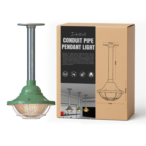 Industrial Steampunk Pipe Pendant Light E27 Metal cage hanging Lights~6111 – Green / 25cm / No