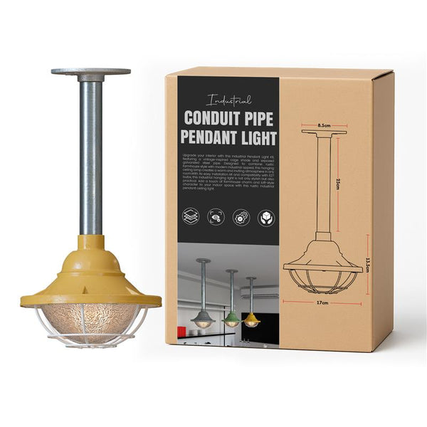 Industrial Steampunk Pipe Pendant Light E27 Metal cage hanging Lights~6111 – Yellow / 25cm / No