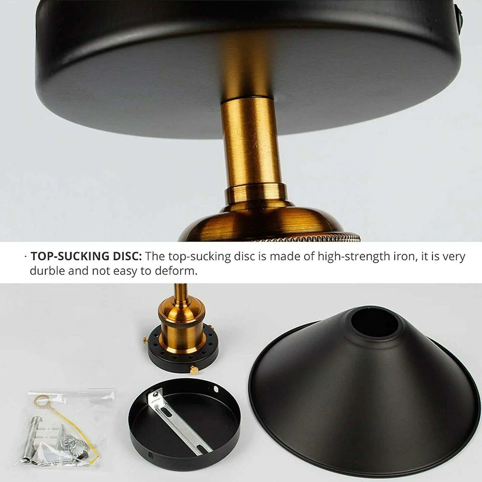 Vintage Retro Black Ceiling Light Metal Funnel Shade Semi-Flush Mount