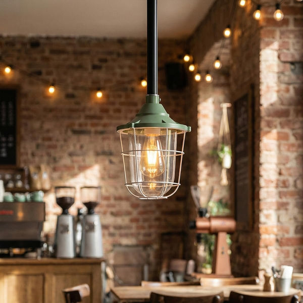 Industrial pipe ceiling pendant lights kit with Conduit Fisherman Cage ~ 6114 – Green / 80cm / Yes