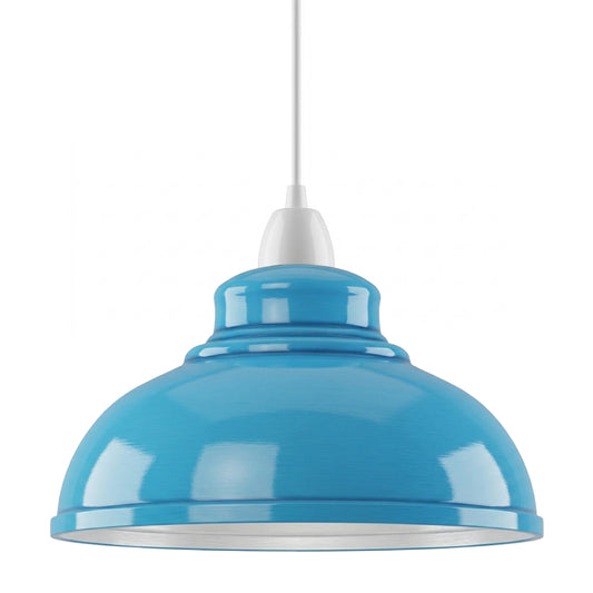 Blauwe vintage industriële plafondlampkap, moderne metalen, eenvoudig te monteren hanglampkap ~ 2085