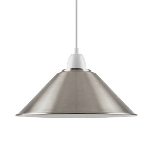 Vintage stijl metalen plafondlamp 22 cm satijnnikkelen lampenkap~1110
