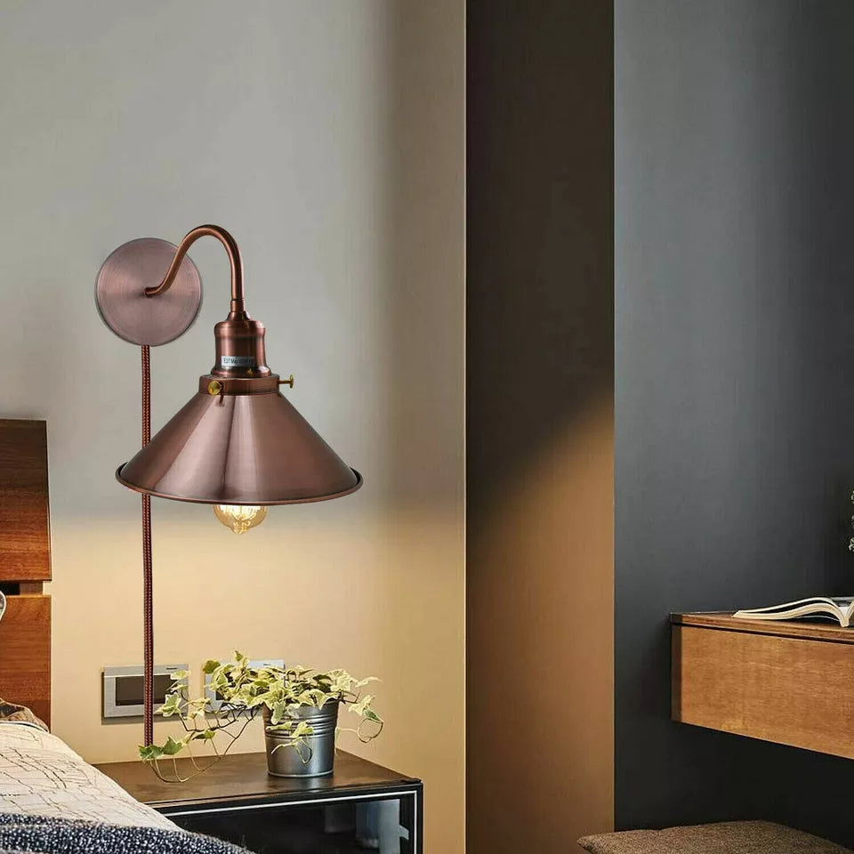 Vintage plug-in wall light for rustic home decor