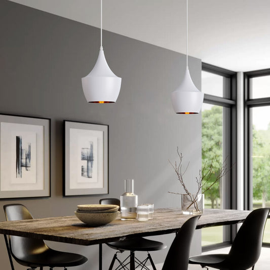 white pendant lights.