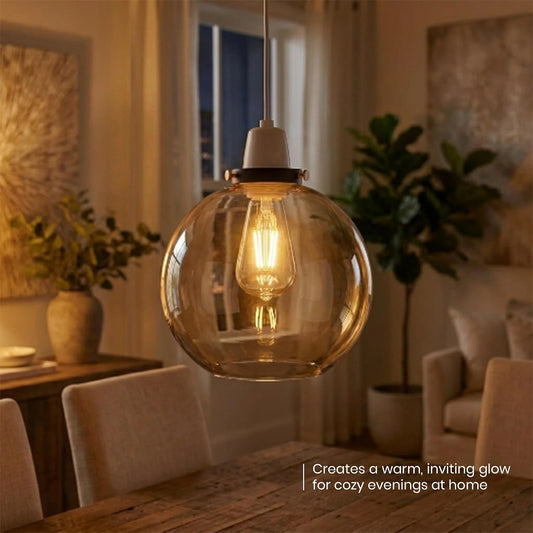 Esthetische vintage amberkleurige glazen hanglamp lampenkap ~ 2182