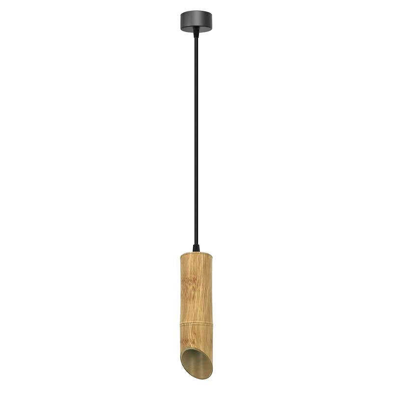Modern Hanging Fixture Nordic Long Tube Hanging Lamp Bamboo GU10 Pendant Light