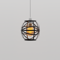 Moderne zwarte metalen lampenkap met draadkooi~4758