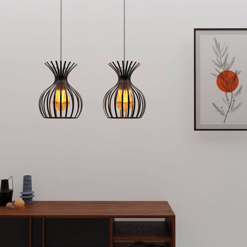 Modern Black metal Wire Cage lamp shade-App 1