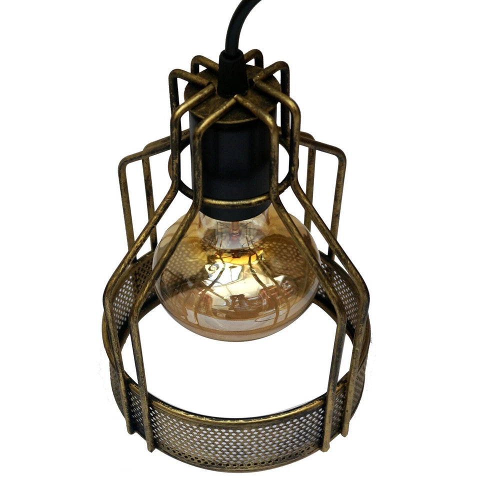 industrial pendant light 3 head  ceiling black hanging fitting kitchen island vintage fixture retro bird cage lighting loft style black metal lights modern for dining room hallway bedroom E27 bulb 3 way light compatible adjustable height matte black metal finish easy to install style cage light farmhouse lamp vintage