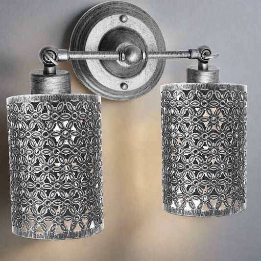 Moderne retro geborstelde zilveren vintage industriële wandlampen, rustieke wandlamp, armatuur ~ 2275 