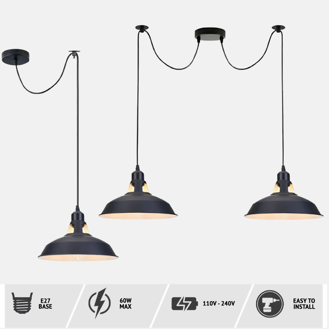 Black spider pendant light with specifications