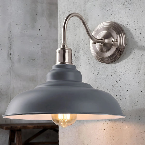 Moderne industriële wandlampen, strak metalen design ~1658 – Grijs