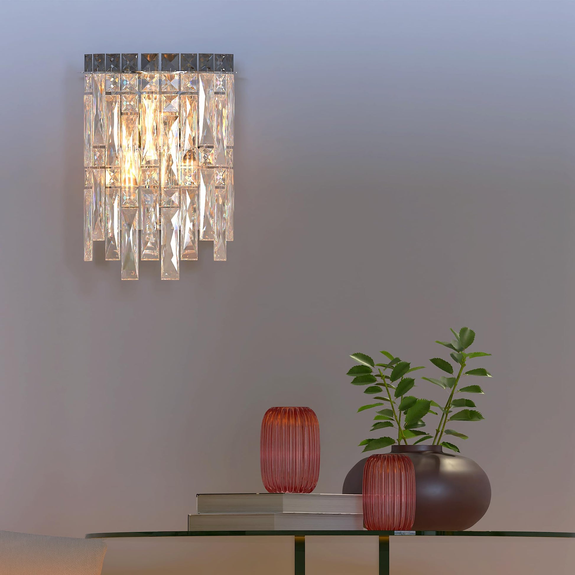 Modern crystal wall light E14, wall sconce no bulb, clear crystal fixture, chrome luxury wall lamp, bedroom wall lighting
