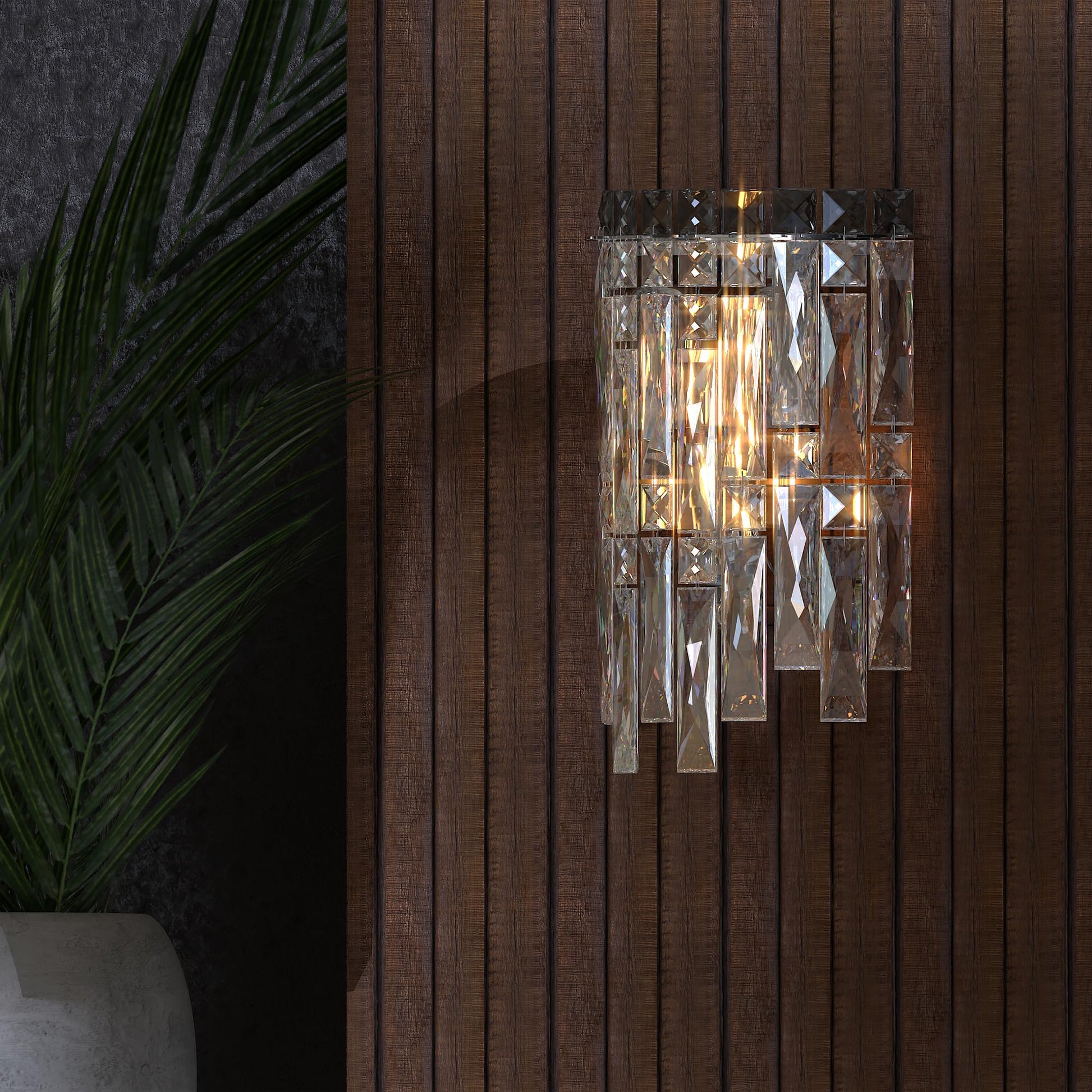 Modern crystal wall light E14 with bulb, wall sconce complete kit, clear crystal fixture set, luxury wall lamp included bulb