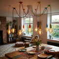 9-kops hanglamp met meerdere kleuren, flexibele swaghaak ~4667