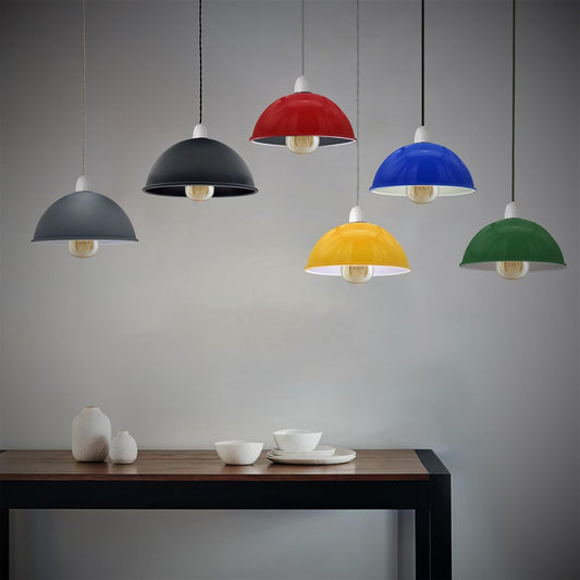 Multi-color 30cm dome pendant lights in a modern dining room 30cm dome light shade, easy fit orange metal lampshade, 300mm retro pendant light cover orange, vibrant industrial ceiling shade, E27 easy fit shade orange