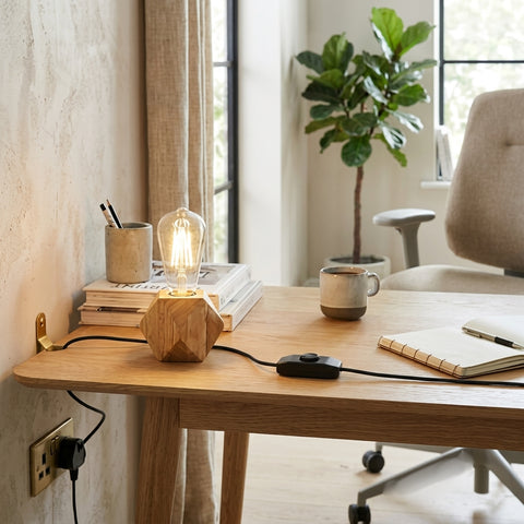 Houten voetlamp Plug-in tafellamp ~4557