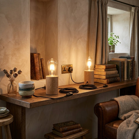 Houten voetlamp Plug-in tafellamp ~4557