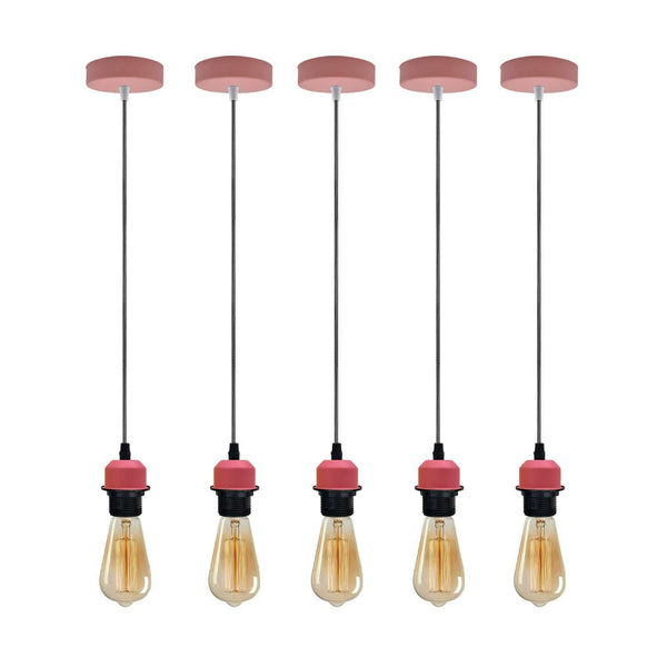 Vintage industriële hanglamp E27 lamphouder plafondlamp armatuur ~5811 – 5-pack / Ja