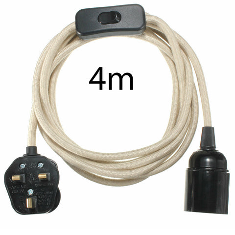 4m stoffen flexkabel plug-in hanglampset met lamphouder ~1497