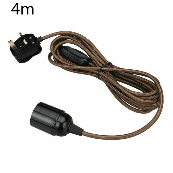 4m stoffen flexkabel plug-in hanglampset met lamphouder ~1497 – Bruin / Nee