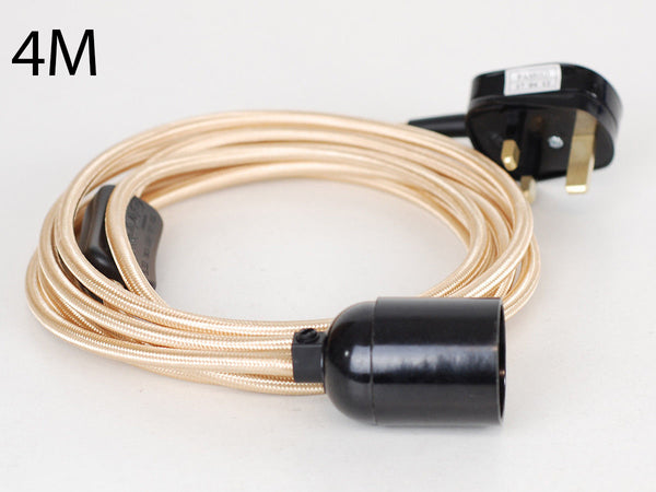 4m stoffen flexkabel plug-in hanglampset met lamphouder ~1497 – Roségoud / Nee