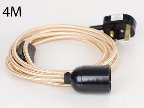 4m stoffen flexkabel plug-in hanglampset met lamphouder ~1497