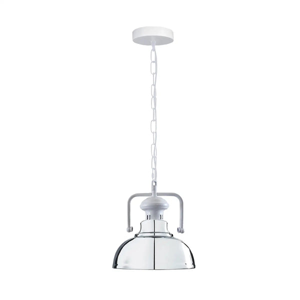 Vintage metalen hanglamp met enkele kop en E27-kap ~5641 – Ja / Chroom