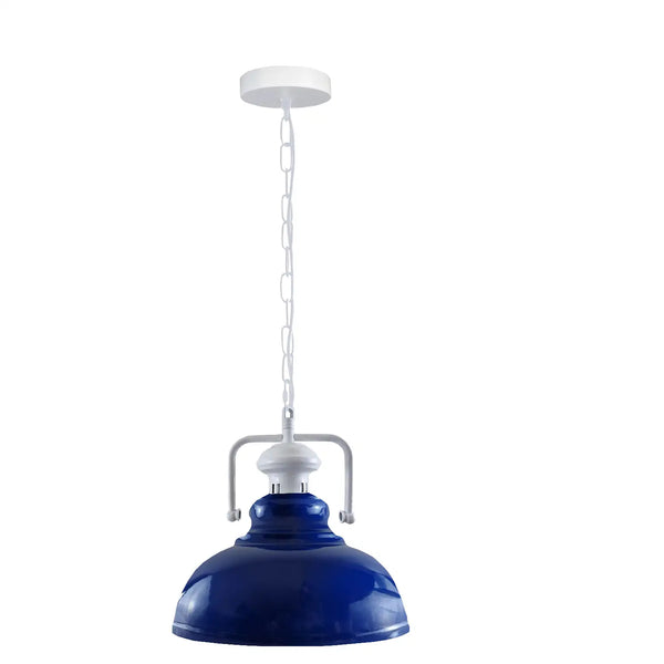Vintage metalen hanglamp met enkele kop en E27-kap ~5641 – Ja / Marineblauw