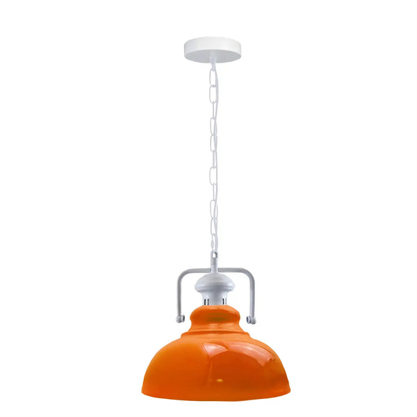 Vintage metalen hanglamp met enkele kop en E27-kap ~5641 – Ja / Oranje