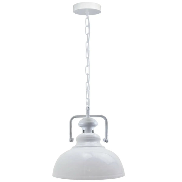 Vintage metalen hanglamp met enkele kop en E27-kap ~5641 – Ja / Wit