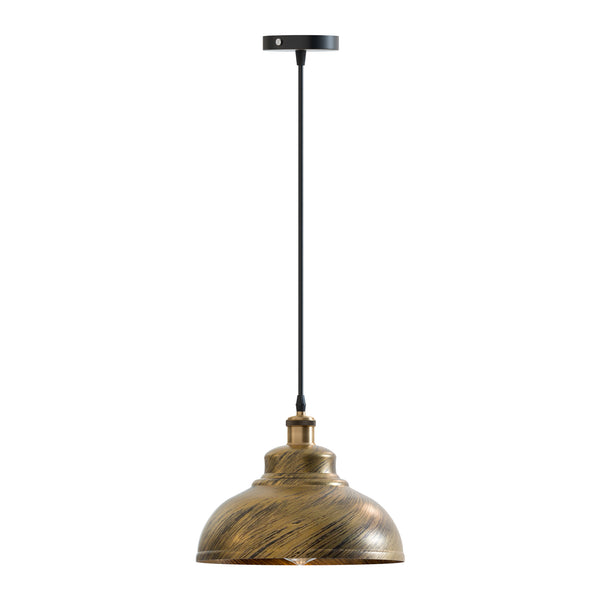 Industriële koepelvormige hanglamp - E27-fitting ~5298 – Geborsteld messing / Ja